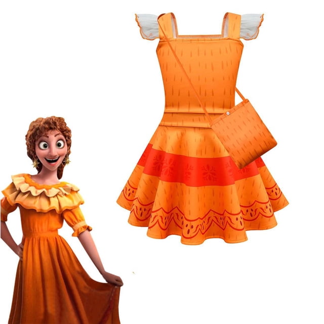 Encanto Mirabel Madrigal Cosplay Disfraz Niña Princesa Vestido De Fantasía Encaje Sin Mangas Vestidos Para Carnaval Halloween Niños