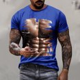 thumbnail image 2 of ZCFZJW Summer T-Shirts for Men Big and Tall 3D Fake Muscle Pattern Graphic Short Sleeve Crew Neck Workout T Shirt Loose Fit Soft Cotton Pullover Tops Blue XXXL, 2 of 6