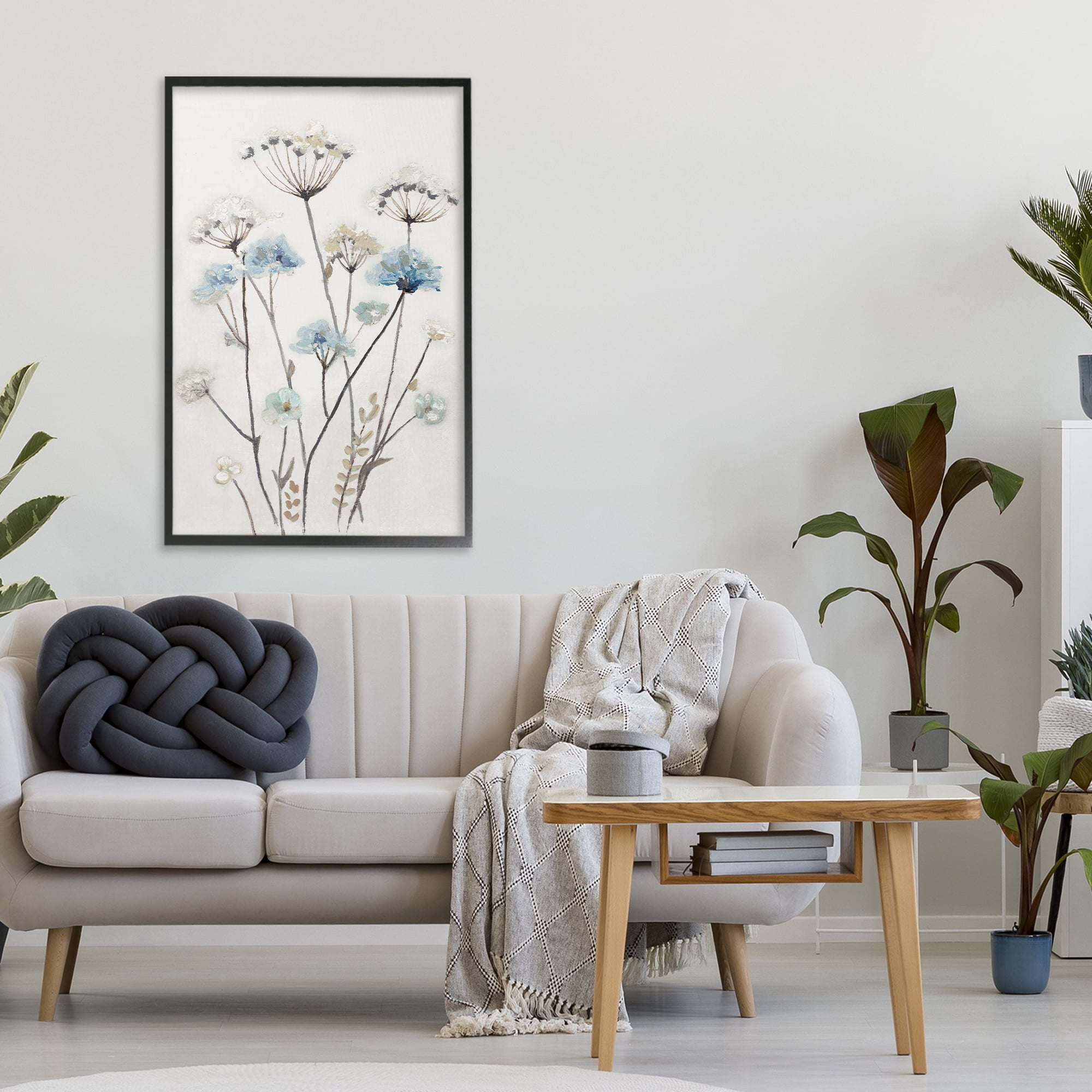 Stupell Industries Soft Jardin Azul Black Framed Giclee Art, design by Patricia Pinto