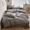 thumbnail image 3 of Juego de cama de algodón sólido - Sábana, funda nórdica y funda de almohada,, 3 of 10