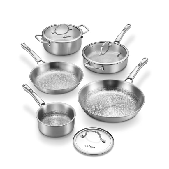 VEDNHOL Juego de cocina de titanio martillado de 8 piezas antiadherente