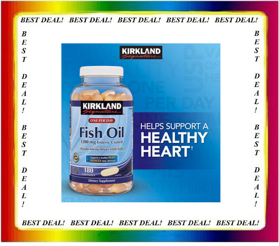 Kirkland Signature Omega3 Fish Oil, 180 Softgels, 1200 mg, Enteric