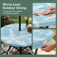 thumbnail image 5 of Round Outdoor Tablecloth with Umbrella Hole and Zipper, Light Blue Starfish Tablecloth with Elastic Waterproof, Summer Coastal Nautical Ocean Wooden Patio Table Covers for 55" - 60" Pool Tables, 5 of 9