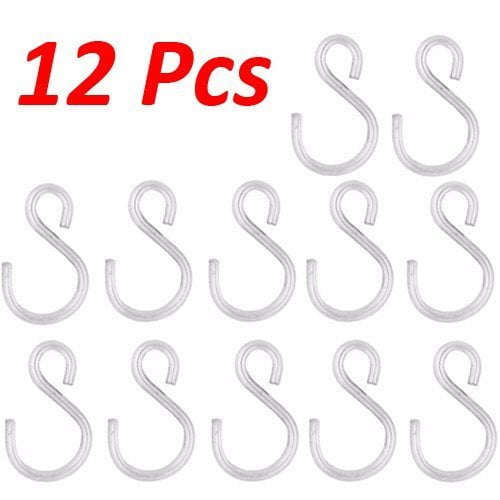 Wideskall 1.5' inch Small Zinc Plated S Shaped Type Utility Hooks Hanging Hooks Chrome Pack of 12