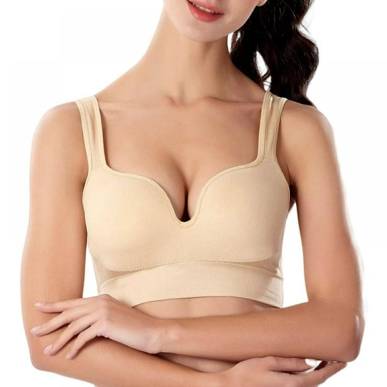 Seamless Bras for Women Wirefree Comfortable Padded Lift Push Up Thin Soft  Back Smoothing Bra