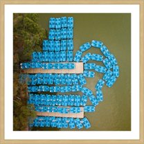 Marmont Hill "Blue Paddleboats" by Karolis Janulis Framed Painting Print