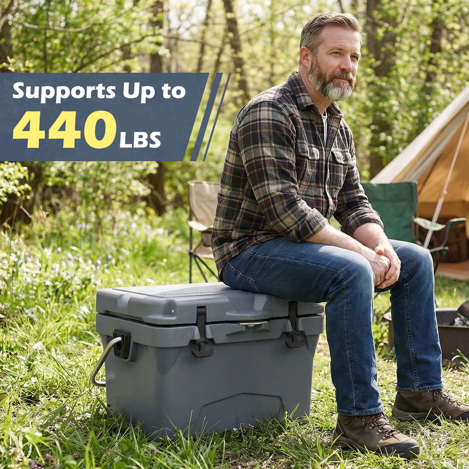 Costway 20 Quart Portable Hard Cooler Insulated Ice Chest Keeps Cool for up to 6 Days Gray
