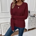 thumbnail image 5 of UDAUDU Sweaters for Women Casual Long Sleeve Crewneck Crochet Knit Pullover Sweater Tops Fall Fashion Trendy Outfits Deep Red XL, 5 of 8
