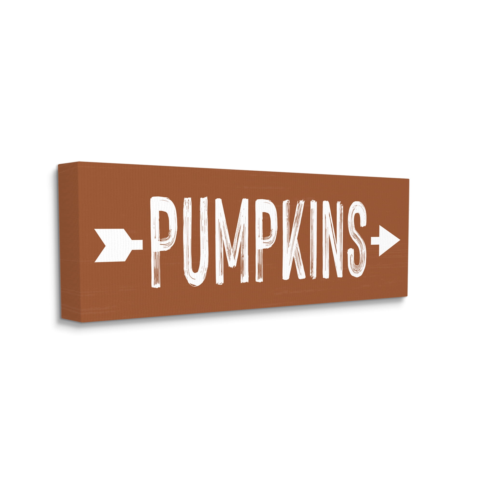 Stupell Industries Pumpkins Pointing Right Holiday Painting Gallery Wrapped Canvas Art Print Wall Art, 24 x 10