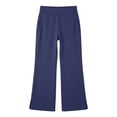 thumbnail image 2 of YMNXA Kids Girls Casual Pants High Waist Solid Color Wide Leg Comfortable Stylish Flared Trousers For Daily Wear,Navy,12-13 Years, 2 of 4
