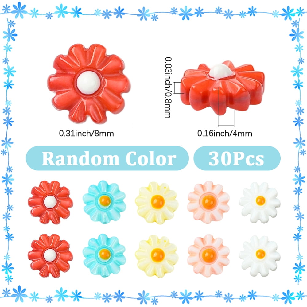 30Pcs Natural Freshwater Shell Beads with Enamel Flower Dyed Mixed Color 8x4mm Hole: 0.8mm DIY