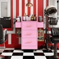 thumbnail image 2 of 4 EVER WINNER Pink & Gold Barber Storage Cabinet with Gold Handles, Rolling Salon Station with 3 Drawers & 6 Tool Holders, Stylish Movable Cart for Hair Styling Tools ﻿, 2 of 8