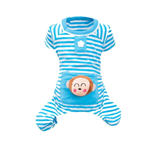 Pijama suave a rayas para perros, gatos y cachorros: mono, abrigo, ropa de dormir.