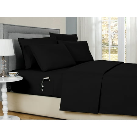 Queen Solid with Side Pockets 6 Piece Sheet Set