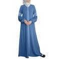thumbnail image 2 of FcBaudy Robe à Manches Longues Col Rond, Robes pour Femmes, Robes d'Été pour Femmes, Abaya Musulmane Longue Robe Imprimée Florale Vintage Kaftan Robes Maxi Islamiques Robe pour Femmes, 2 of 9
