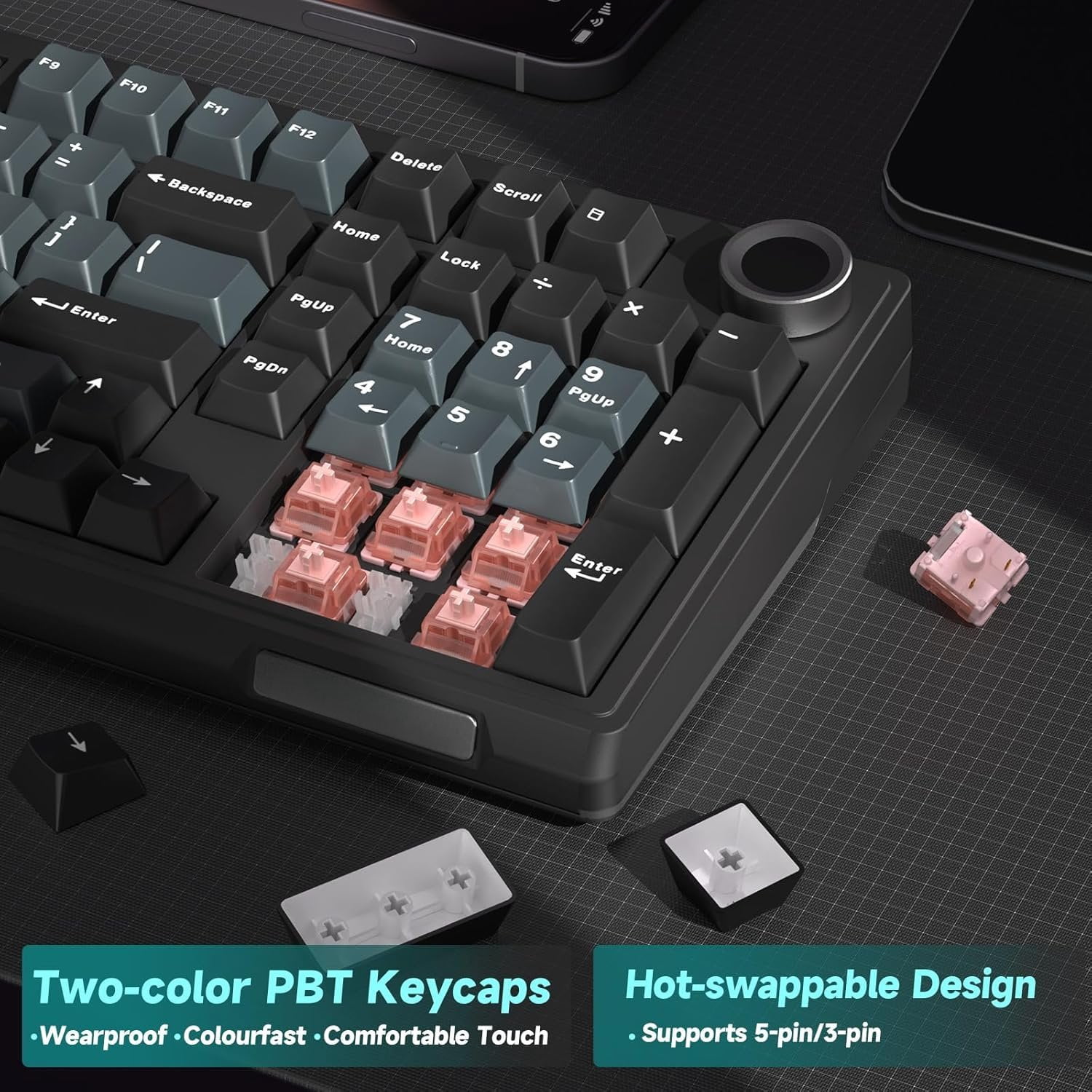 KI99 Pro Mechanical Keyboard with Quiet , Hot Swappable Pre-Lubed Switches with RGB Backlit, Gasket Structure Gaming Keyboard (BlackBlue, Silent )
