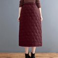 thumbnail image 7 of KHONTS Women's Elastic Waist Quilted Skirt Winter Warm Padded Quilted Midi Long Puffer Insulated Skirt with Pockets XL, 7 of 7