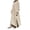 Beige, variant on Women'S 2-Piece Modest Maxi Set: Oversized Tunic & Wide-Leg Pants With Hidden Adjustable Belt & Gold Buttons - Casual Daily Wear