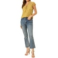 thumbnail image 2 of INSPIRE CHIC Blouse Fleurie pour Femme à Manches Courtes Cap, en Chiffon, Décontractée, à Volants, Hauts S Jaune, 2 of 7