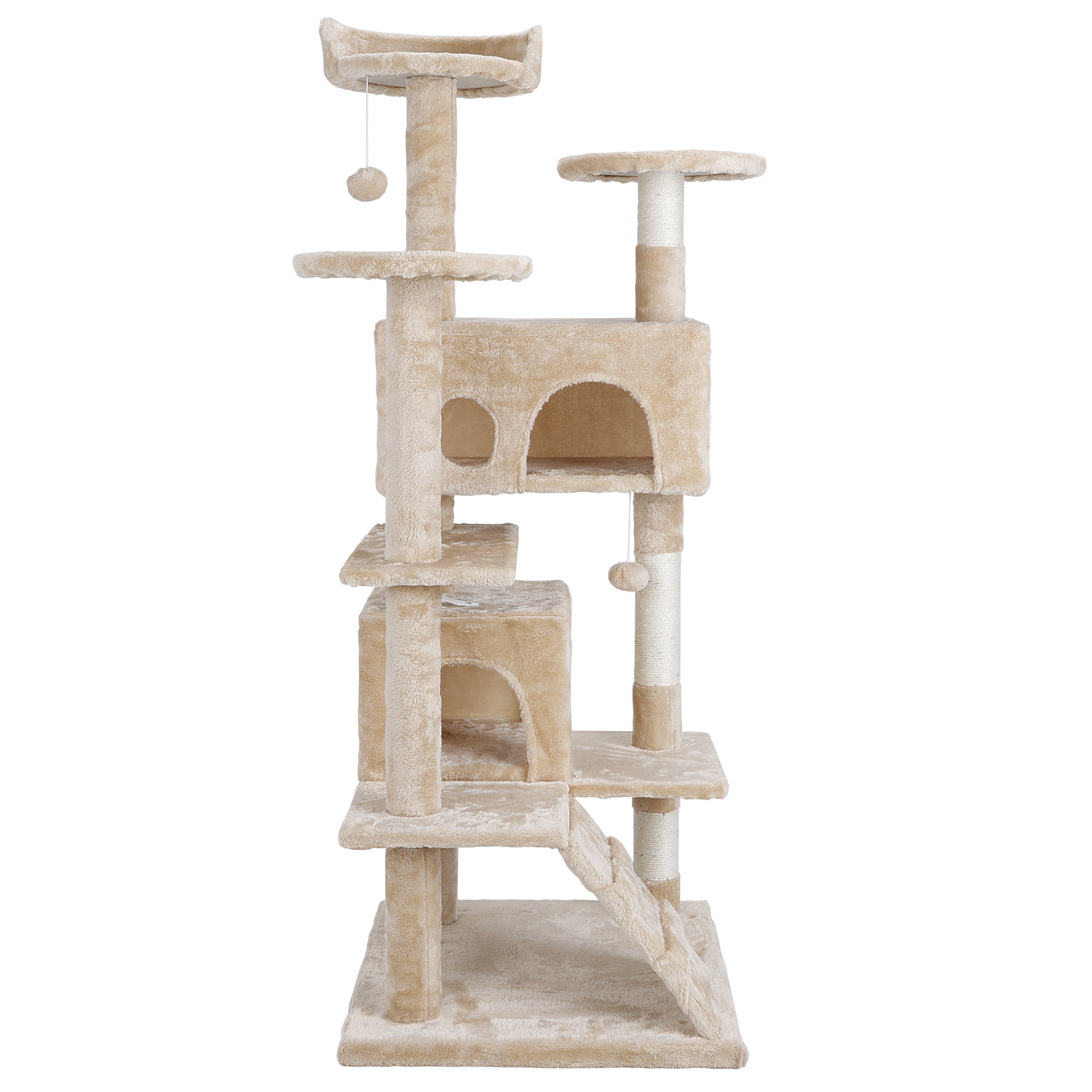 ZENY 53" Cat Tree Multi-Levels Condos Scratching Post Tower Play House, Beige