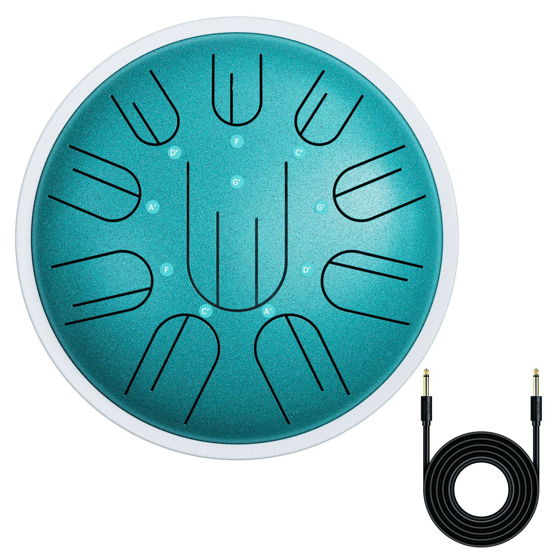 Lidguni Steel Tongue Drum Electroacoustic, 10" 10 Notes G Major Handpans, for Adult, Malachite Green