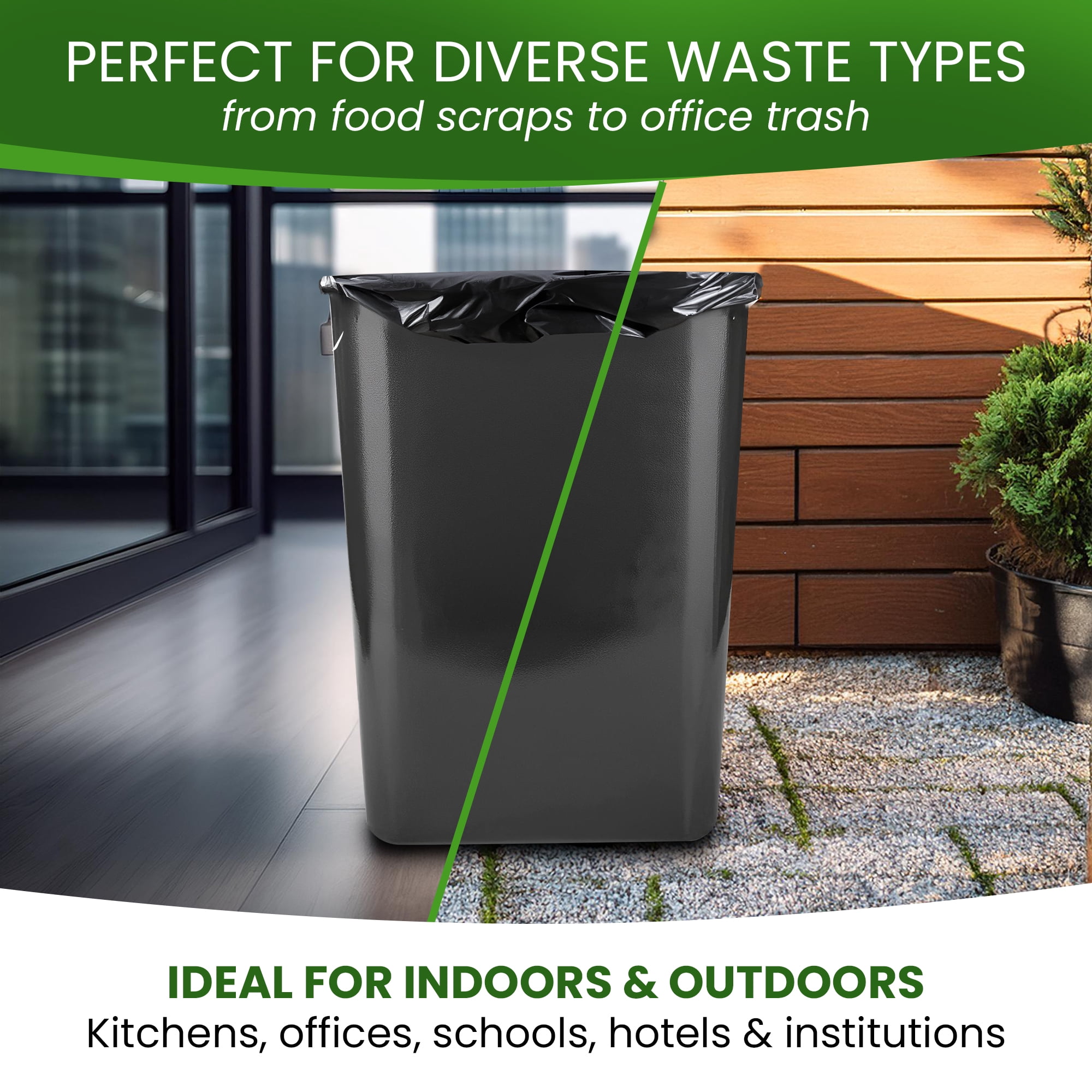 Best Option 13 Gallon Black Trash Bags, 150 Count Box, (24x32-inch) Commercial Heavy-Duty Garbage Can Liners