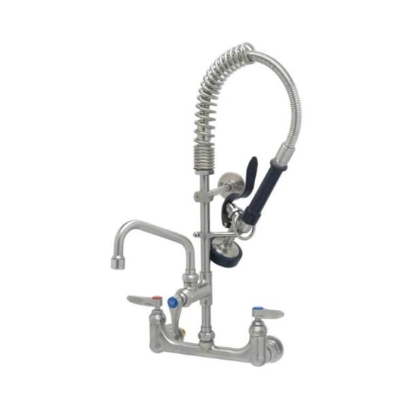 T And S Brass Smpk-8Wln-06 Ever Steel Pre-Rinse 8" Wall Mounted Food Service Faucet -