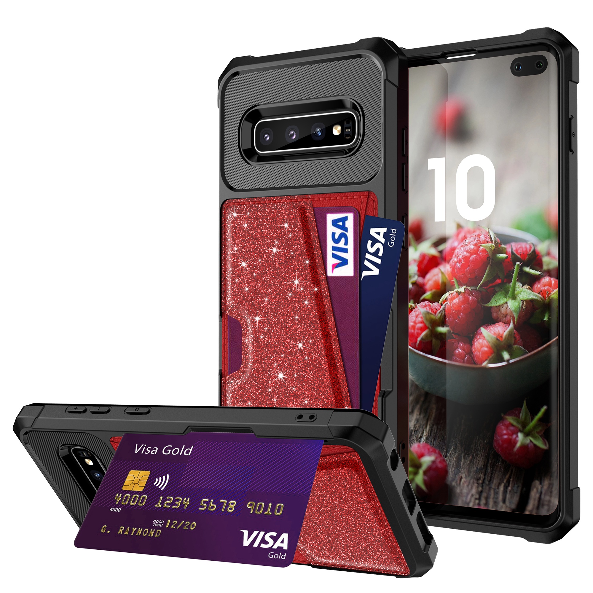 Galaxy S10 Case 2019, Dteck Back PU Leather Card Holder Credit Card