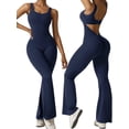 thumbnail image 4 of Monos sin mangas acampanados para mujer, camisetas sin mangas sexis con espalda descubierta, mono ajustado para Yoga, mono sin costuras, 4 of 5