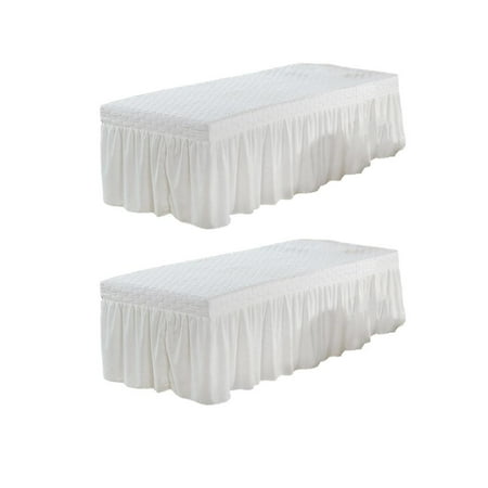 

2Pieces White 190x80cm Microfiber SPA Massage Table Skirt with Face