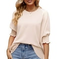 thumbnail image 6 of XuJwPNcy 3/4 Puff Sleeve Tops for Women Dressy Casual Crew Neck Tshirts Fashion Spring Summer Blouse Tunics, 6 of 6