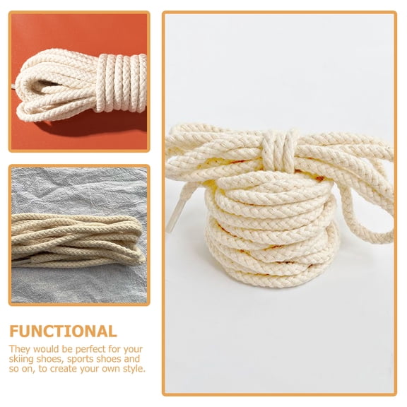 OFFIGAM Thick Polyester Shoe Laces for Casual Shoes, Beige, 2-Pack Replacement