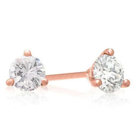 1 Carat Diamond Martini Stud Earrings In 14 Karat Rose Gold