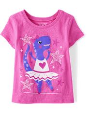 The Children’s Place  Baby And Toddler Girls Dino Ballerina Graphic Tee - pink
