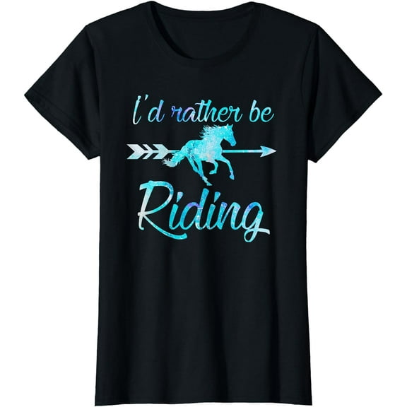 Horse Rider Shirt Girls I'D RATHER BE RIDING Horses Kid Gift