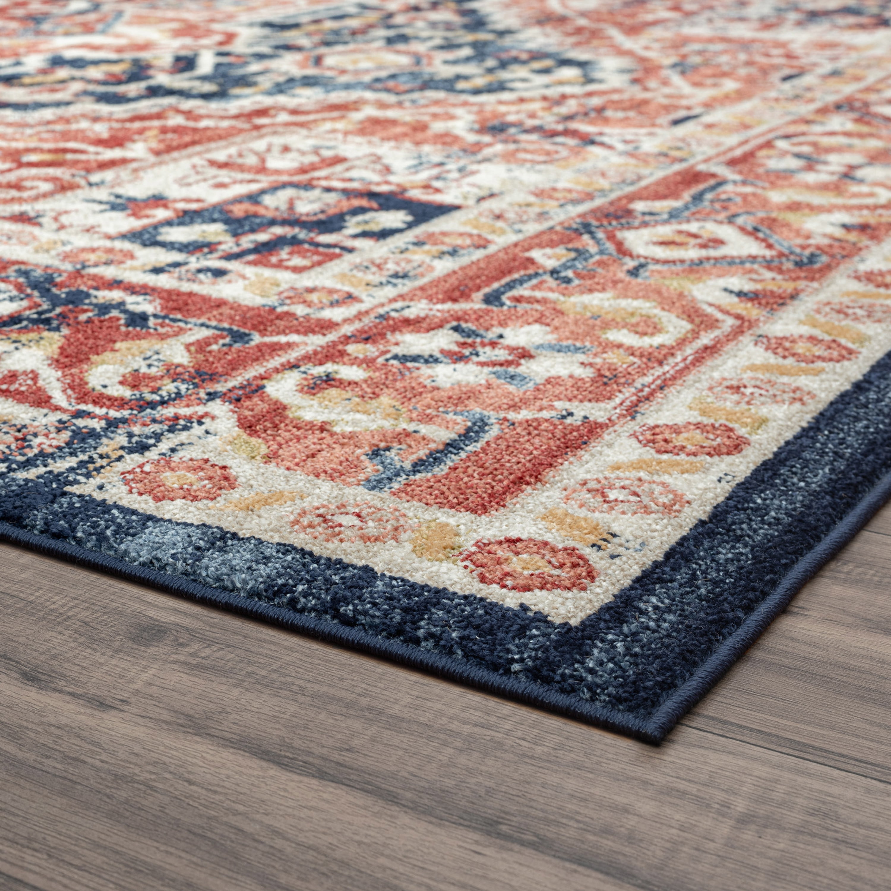 Traditional 8x10 Area Rug (7'11'' x 10'3'') Oriental Rust, Rust Living Room Easy to Clean