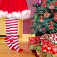 thumbnail image 3 of 2 parejas Mujeres de la rodilla Calles altos para la Navidad por mucho tiempo sobre medias de rodilla con arco y bolas esponjosas para mujeres disfraz de fiesta de navidad de Halloween, 3 of 5
