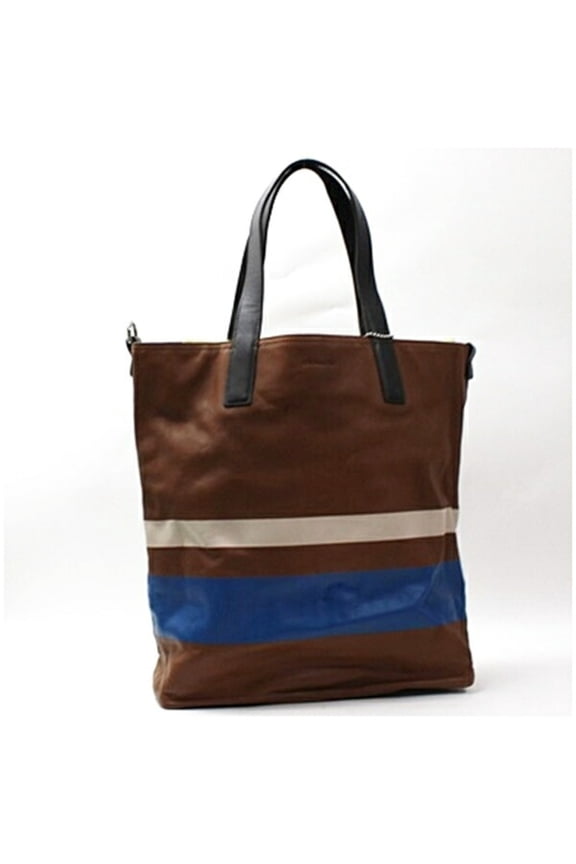 Pre-Owned Coach Reversible Tote Bag, Leather x Canvas, Brown Blue, F70653, COACH, Women's, Fits...