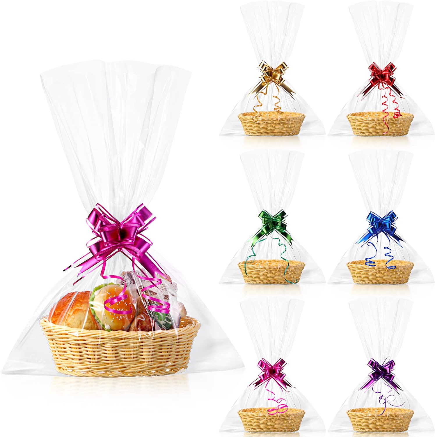 6 Pieces Gift Baskets Empty Woven Empty Gift Basket with 12 Colorful
