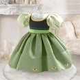 thumbnail image 2 of MIXUE Baby Girls Casual Dresses Summer Solid Color Round Neck Ruffle Puff Sleeve Princess Dress Activewear,Green,12-18 Months, 2 of 8