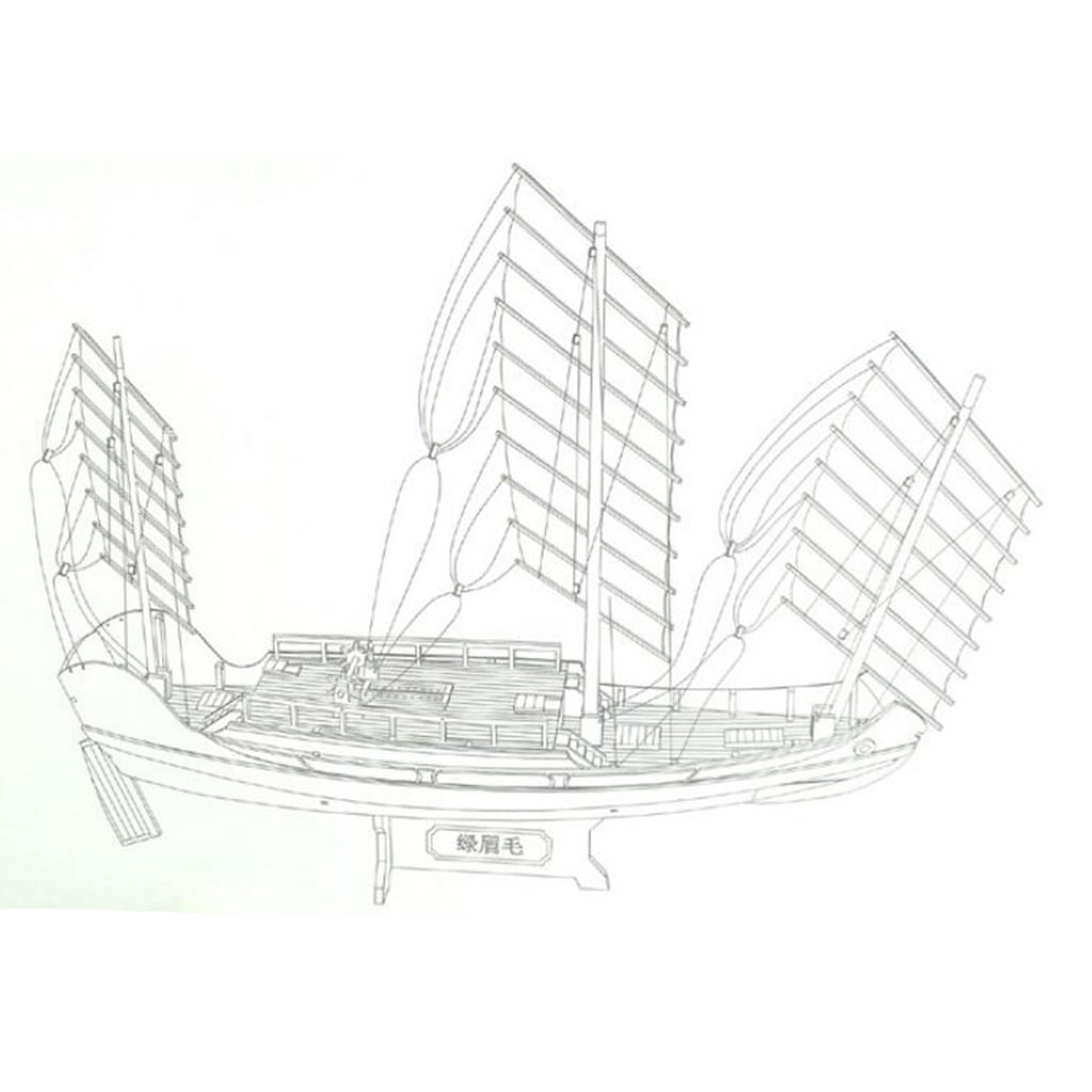 1:148 Wooden Boat Assembled Model Building Kit DIY Scenery 