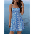 thumbnail image 5 of Deliqiba Women'S Summer Ditsy Floral Backless Back Tie Back Sleeveless Mini Dress Blue L, 5 of 7