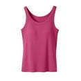 thumbnail image 4 of VV AVEORS Camisole Tops For Women Built In Bra Summer Trendy Casual Padded Tank Ribbed Basic Shelf Bra Tank Tops Workout Yoga Shirts Hot Pink XL, 4 of 7