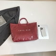 thumbnail image 7 of Soft Glossy PVC Tote Bag for Women, Red, Lightweight Large Handbag for Daily Shopping Commute, 7 of 7
