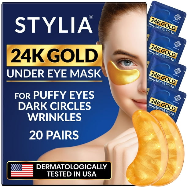 Máscara para debajo de los ojos Eye Patches Stylia, oro de 24 quilates, 20 pares