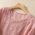 thumbnail image 4 of Alkepwun Women's Embroidered Mexican Shirt V Neck Summer Casual Tops Peasant Tunic Loose Blouse Bohemian Cotton Linen Shirts, 4 of 7