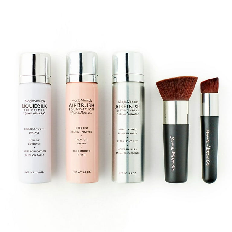 detektor Hold op beskytte Jerome Alexander MagicMinerals Deluxe AirBrush Foundation 5 Piece Set,  Spray Makeup Set with Anti-aging Ingredients for Smooth Radiant Skin -  Walmart.com