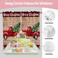 thumbnail image 3 of Swag Curtains Valances for Windows, Red Truck with Christmas Tree Short Kitchen Window Curtains Over Sink, Vintage Brown Wood Grain Cafe Curtains Panel Set Of 2,Rod Pocket, 36 Inches Length, 3 of 9