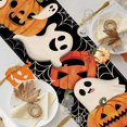 thumbnail image 6 of Halloween Jack O Lantern Pumpkin Ghost Dining Table Runner, Spooky Spider Web Burlap Kitchen Decoration, Funny Indoor Outdoor Home Decor Party Supply 13 x 72 Inches, 6 of 6