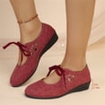 thumbnail image 6 of HTHLVMD orthopedic shoes for women wide width, Women's Daily Shoes, Low Heel Loafers, Lace Up Canvas Shoes, Women's Lace Up Low Heel Loafers Casual Comfortable Canvas Walking Shoes, Red 6, 6 of 9